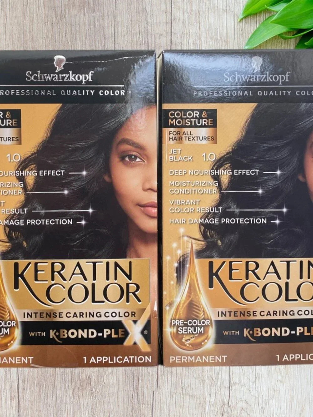 2 Schwarzkopf Keratin Color & Moisture Hair~All Textures Permanent Jet Black #1
